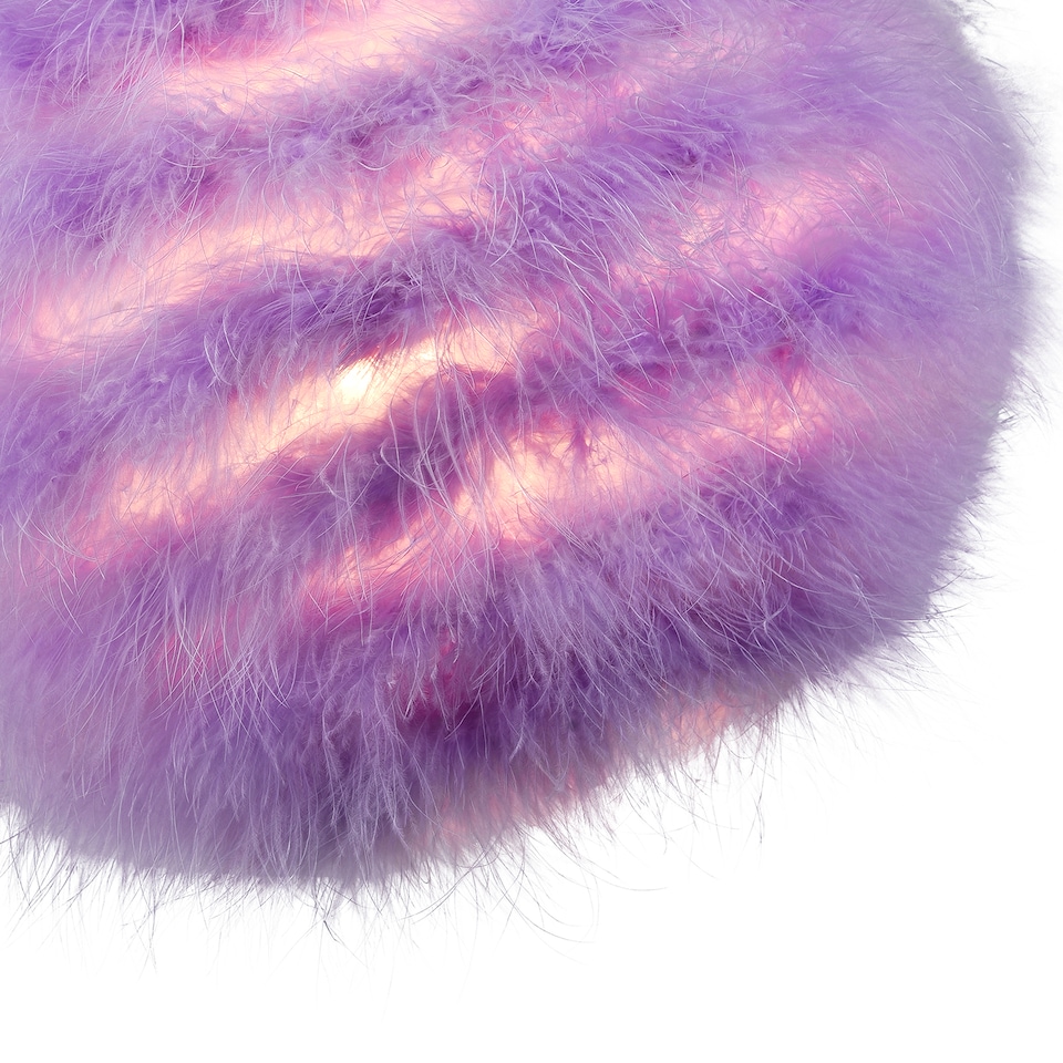 image 1 of Modern and Chic Small Real Soft Lilac Feather Decorated Pendant Lamp Shade | Purple