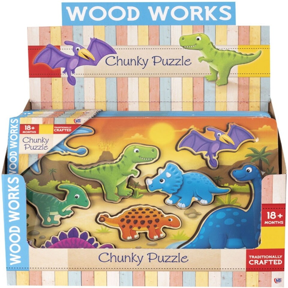 image 1 of Single Wood Works Dino Chunky Puzzle