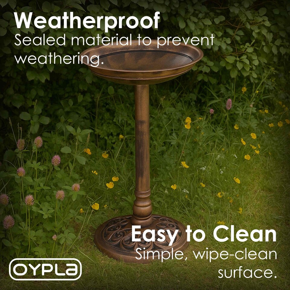 image 1 of Traditional Ornamental Pedestal Garden Water Bird Bath (Bronze)