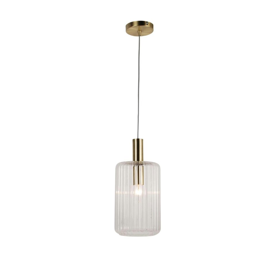image 1 of First Choice Lighting Set of 2 Fluted Glass Design Pendant Fitting Finished with Clear Glass and Bronze Effect Colour Bronze | Clear