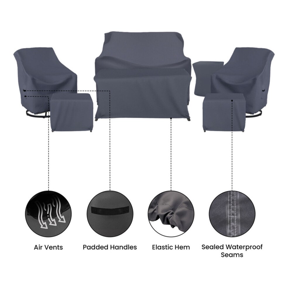 image 1 of Covers and all 7-Piece Patio Furniture Covers for WFSBT Sofa Seating Group Water-Repellent UV-Resistant Polyester, 32 in W x 35 in D x 35 in H x 26