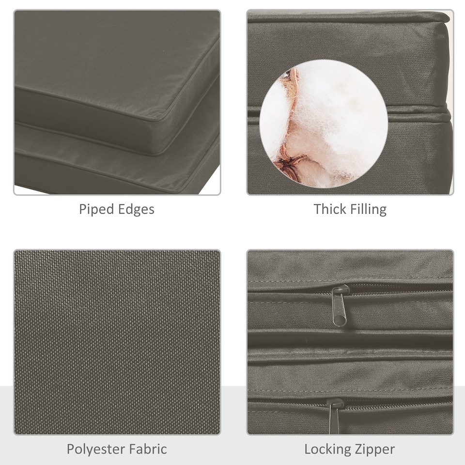image 1 of Outsunny 45 x 45cm Replacement Garden Seat Cushion Pad with Ties, Dark Grey