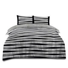 VELVETIO Margot Complete Duvet Cover Set with Fitted Sheet Breathable Bedding Quilt Black | King
