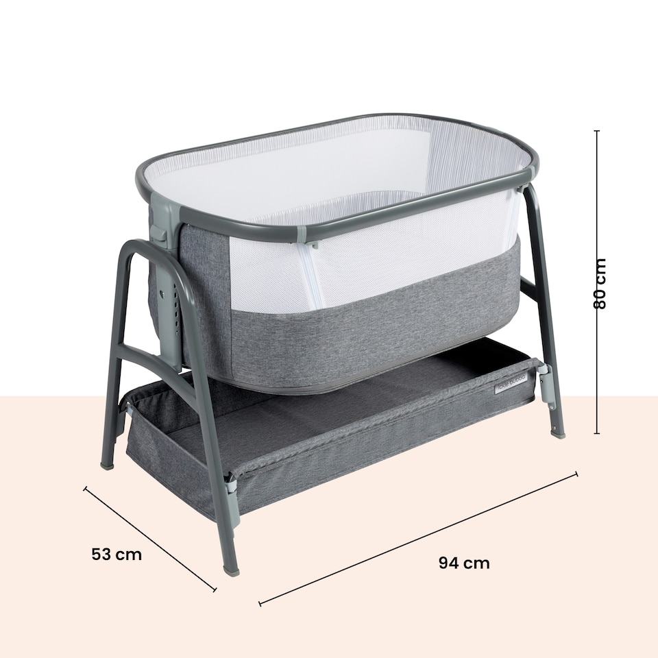 image 1 of Bubba&Me Bedside Crib – Suitable from Birth to 9kg, Adjustable 7 Height Positions, Co-Sleeper with Mesh Windows & Storage Basket, Includes Mattress & Carry Bag
