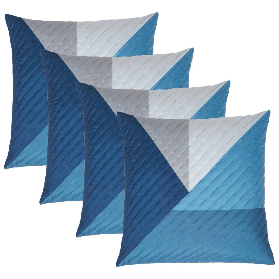 image 1 of OHS 4 x Ralph Geometric Pinsonic Cushion Covers, 45x45cm - Navy Blue