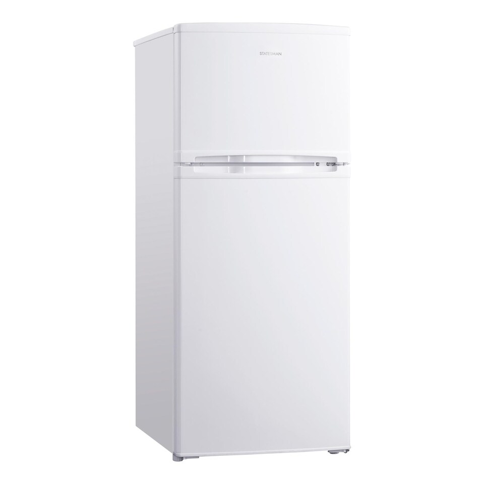 Statesman Freestanding Fridge with 3 Clear Freezer Drawers, 2 Glass Shelves, Reversible Doors, 115L Fridge, 40L Freezer, 50 cm Wide, White