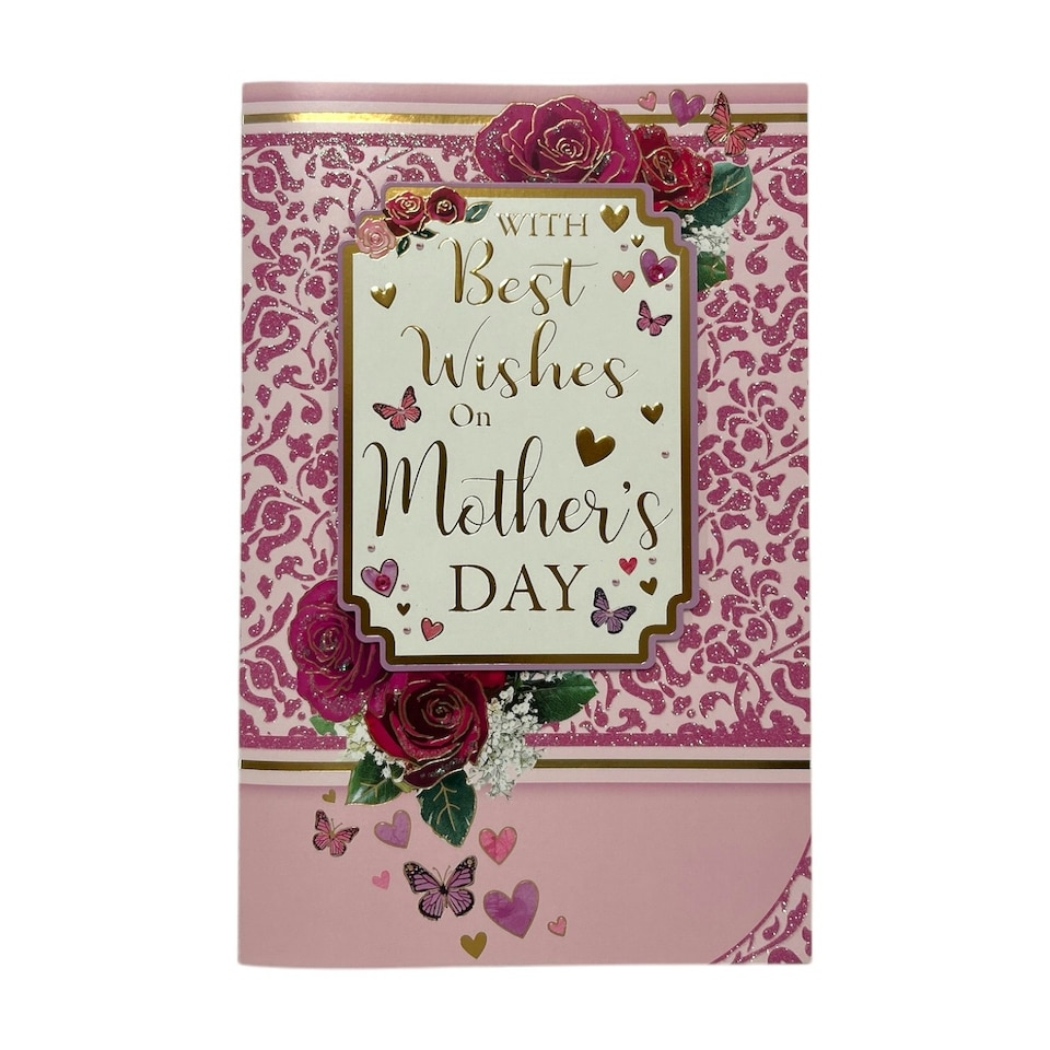 image 1 of With Best Wishes Rose Design Keepsake Mother's Day Boxed Card