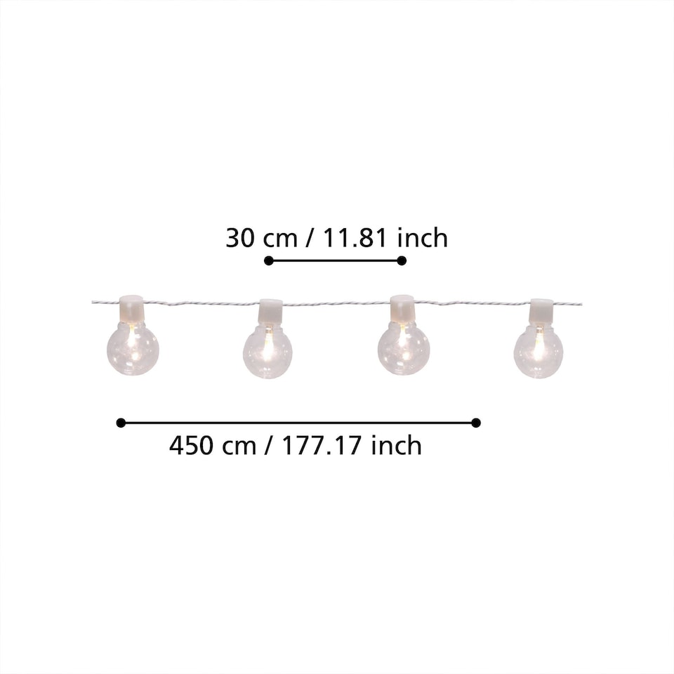 image 1 of Eglo Partaj LED 4.5 Meter White Transparent Outdoor Fairy Lights Black