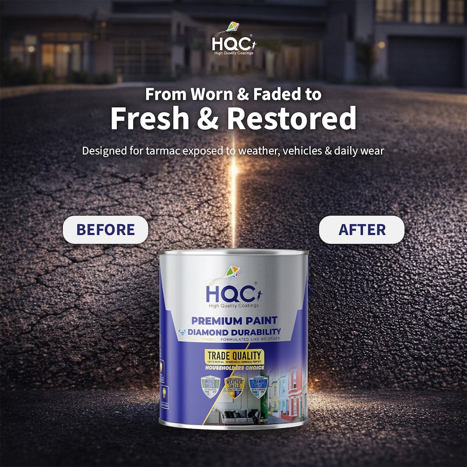 image 1 of HQC Tarmac Reviver Paint - Restores & Protects Tarmac, Tennis Courts & Driveways - Black - 20L