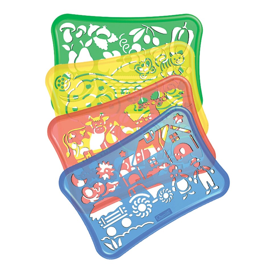 image 1 of Quercetti Design Farm Stencils 19 Pieces | Multi | A4