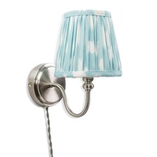 ValueLights Neely Plug Chrome Wall Light Blue Pleat Shade | Blue