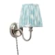 image 1 of ValueLights Neely Plug Chrome Wall Light Blue Pleat Shade | Blue