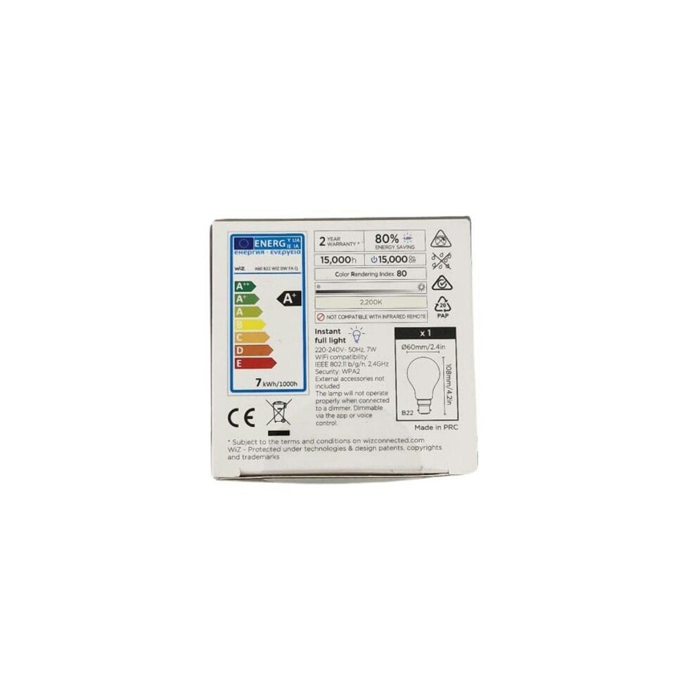 image 1 of WiZ A60 Bayonet LED Filament Dimmable Amber Lightbulb