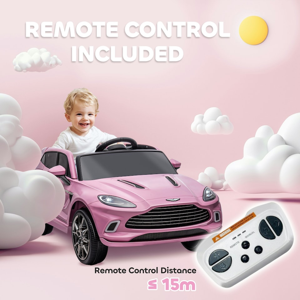 image 1 of AIYAPLAY Aston Martin DBX Licensed 12V Kids Electric Car w/ Remote, Pink