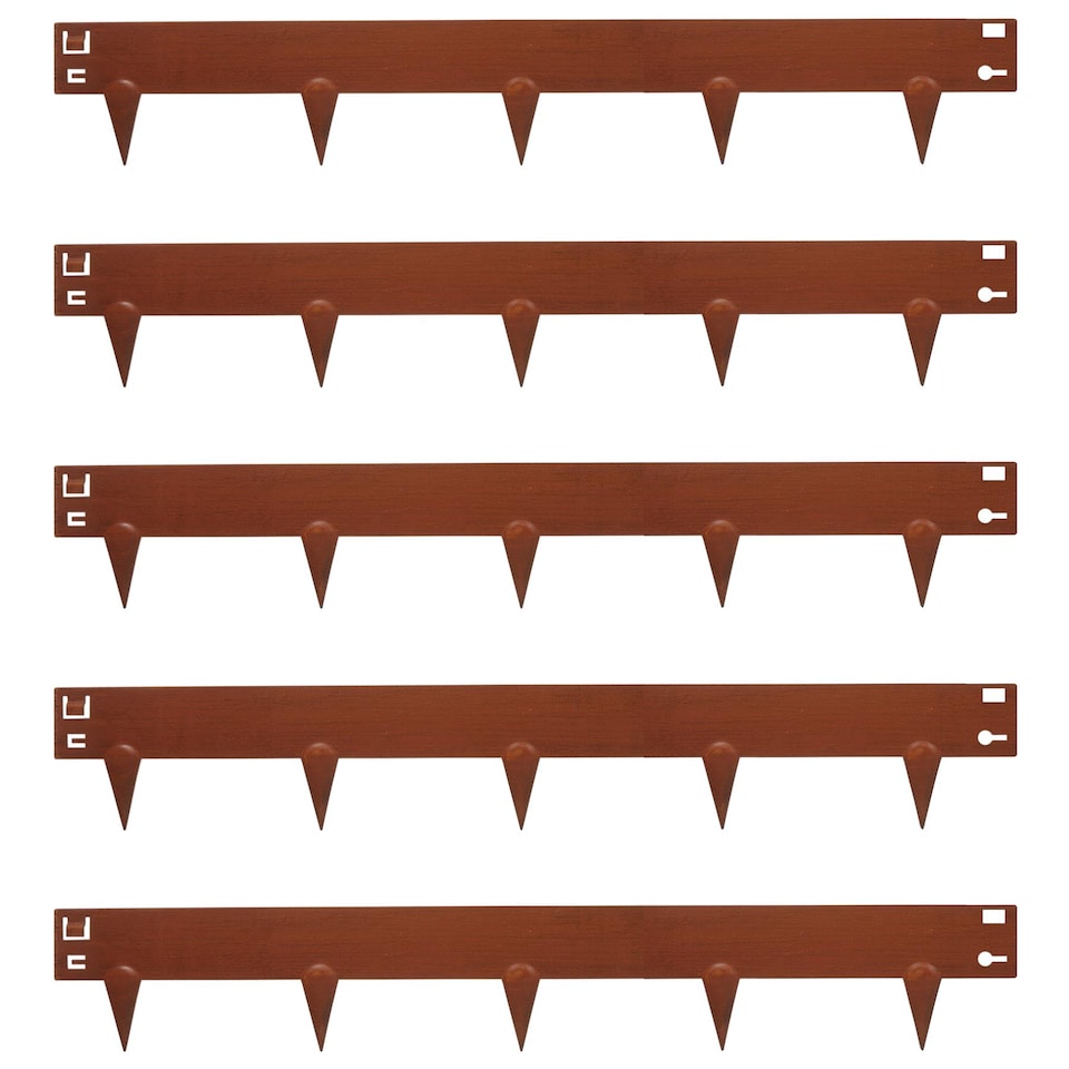 image 1 of Harbour Housewares 5pc Steel Lawn Edging Set - 5m x 8cm - Rust