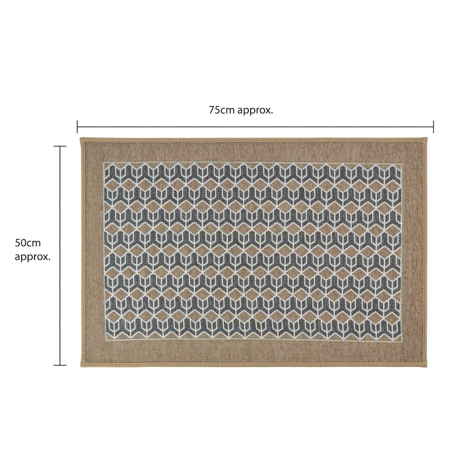 image 1 of JVL Allure Machine Washable Entrance Doormat, 50x75cm - Beige