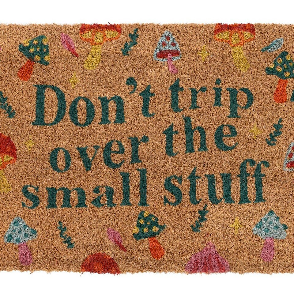 image 1 of Something Different Don´t Trip Mushroom Door Mat - Natural/Green - One Size Cream | One Size