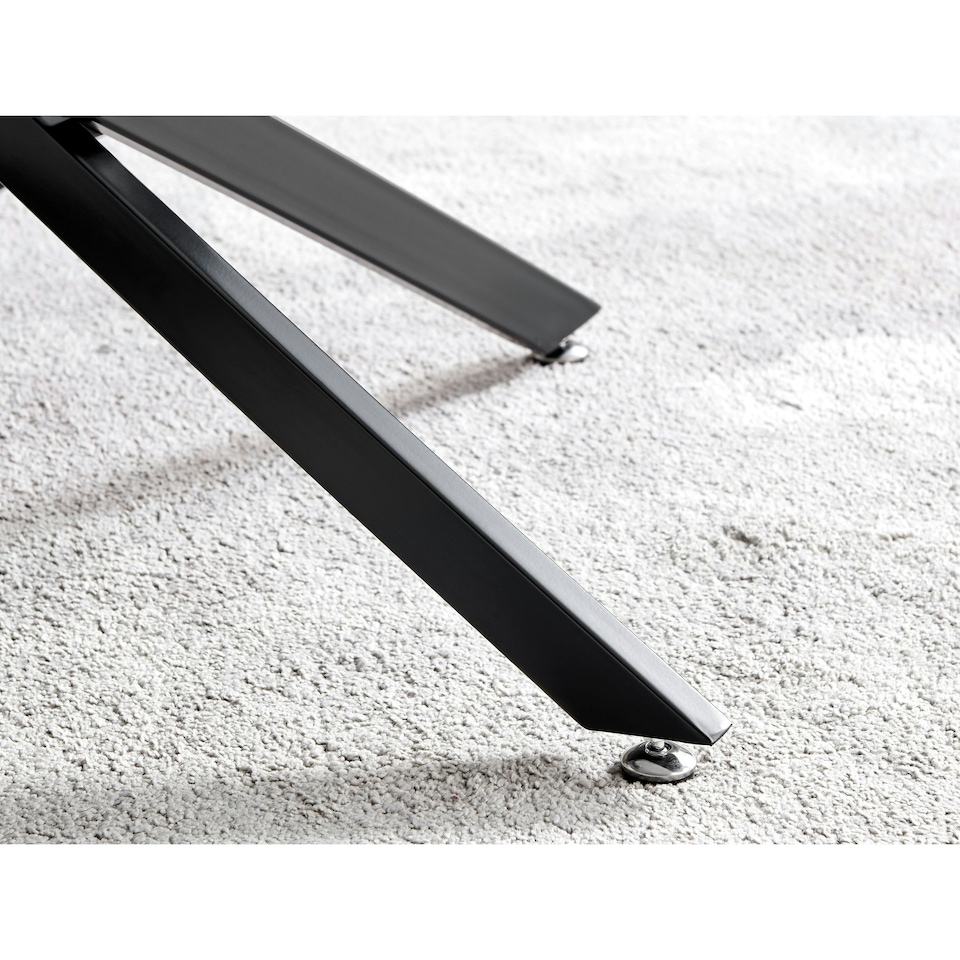 image 1 of Furniturebox Leonardo Glass Marble Effect Top Black Legs Coffee Table