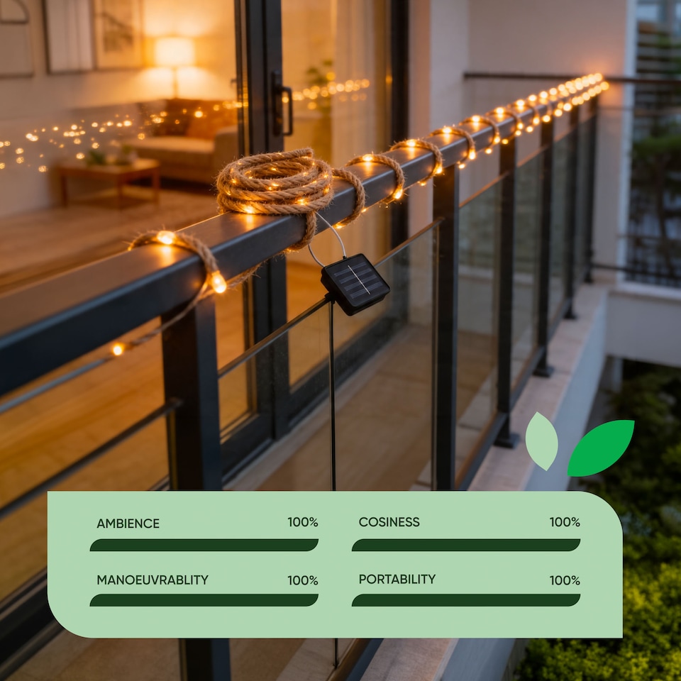 image 1 of Gardenwize Solar Rope String Lights 4m Outdoor Garden 2 Pack
