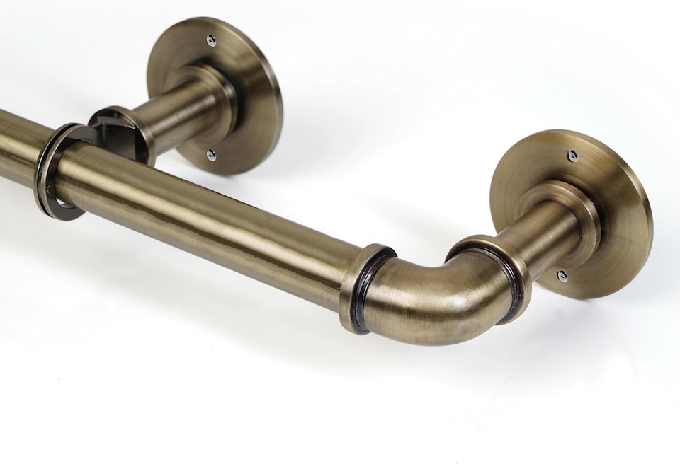 image 1 of Lister Cartwright 25mm Antique Brass Industrial Pipe Extendable Curtain Pole Heavy Duty Metal Curtain Rod (70-120 cm)