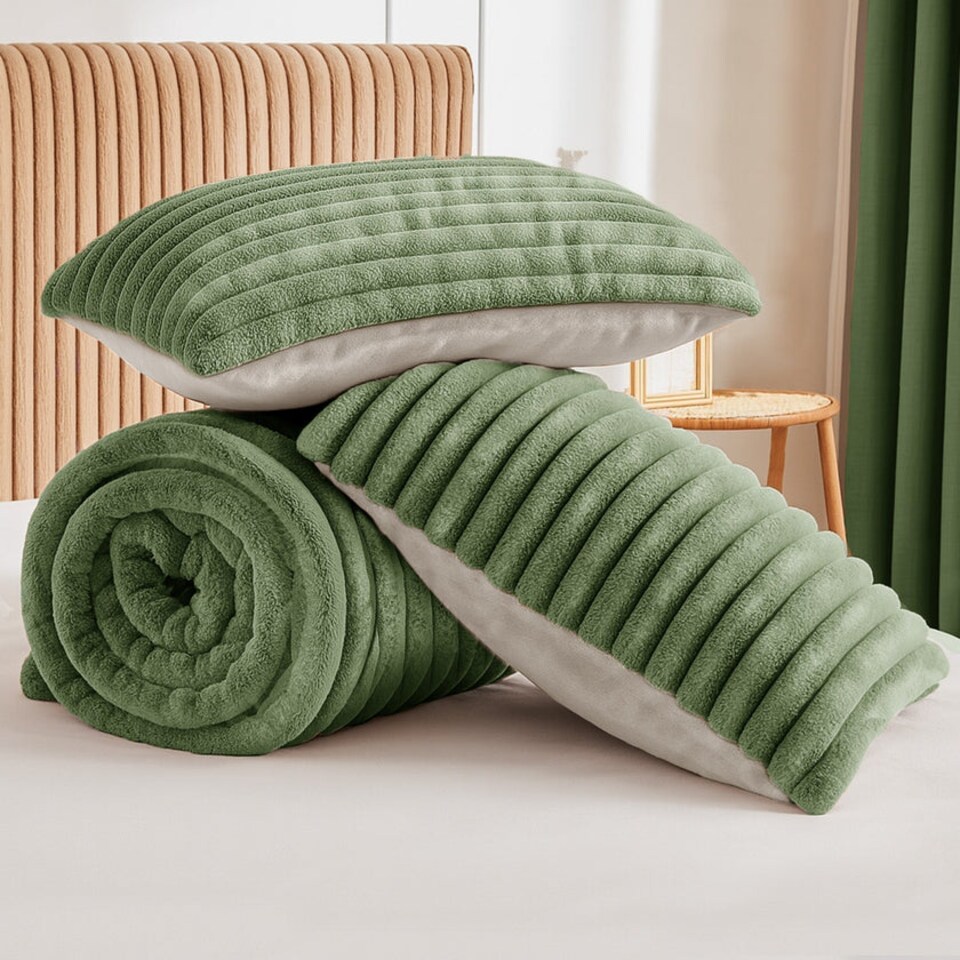 image 1 of Velosso Jumbo Cord Faux Rabbit Fur Duvet Cover and Pillowcase Set
