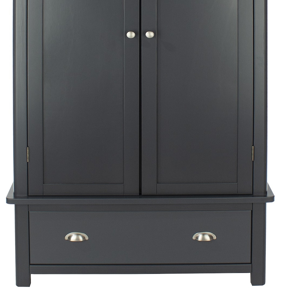 image 1 of Dunkeld Two Door Wardrobe with Midnight Blue and Antique Oak Effect Finish - Drawer and Hanging Storage | Blue | Blue | One Size | 1