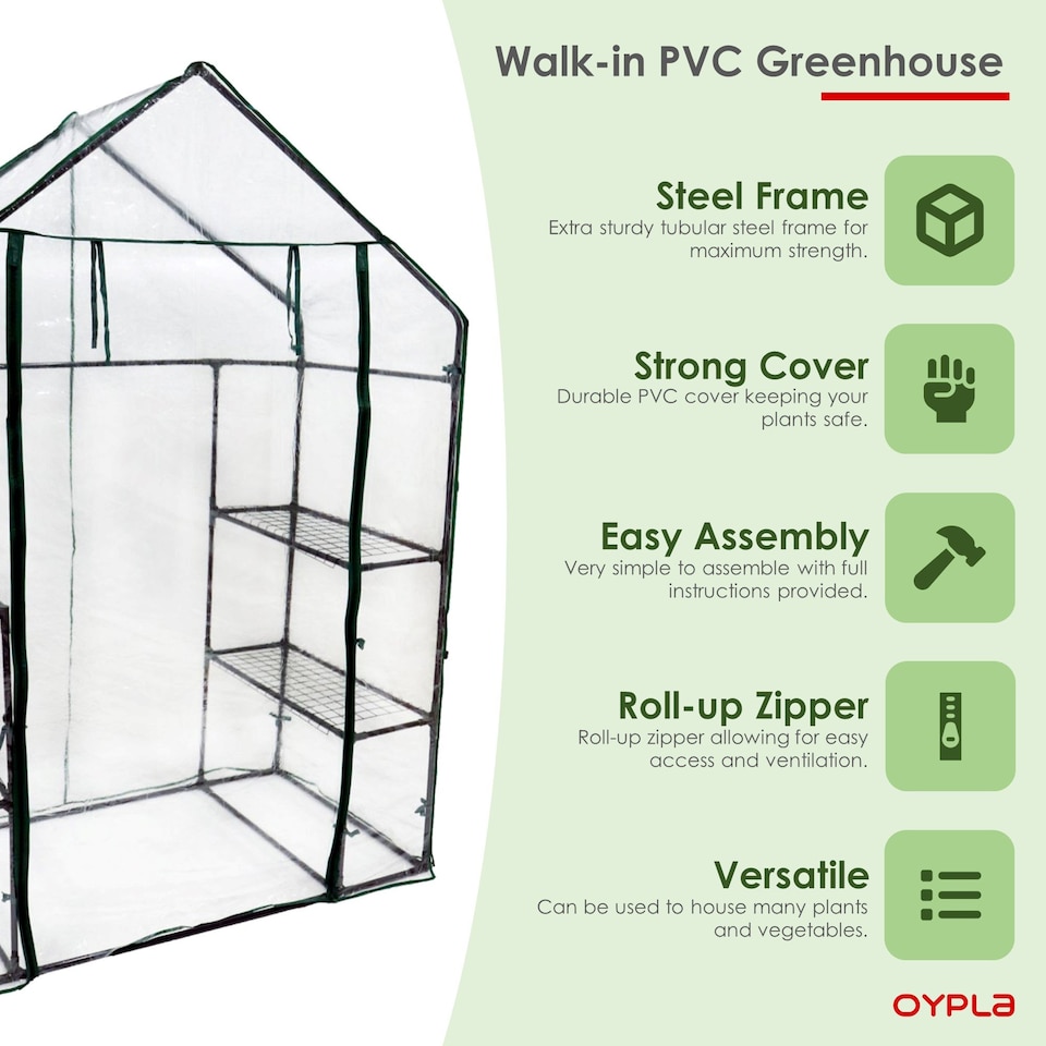 image 1 of 3-Tier 4 Shelf Mini Walk-in Growhouse Garden Greenhouse