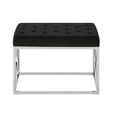 Allure Black Tufted Seat And Silver Finish Bench Black