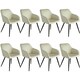 image 1 of Chair Marilyn Set of 8 - with armrests, upholstered, fabric cover, black steel legs Cream | Cream/Black