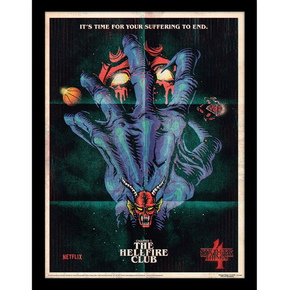Stranger Things Hellfire Club Framed Poster - Black/Blue/Red - One Size