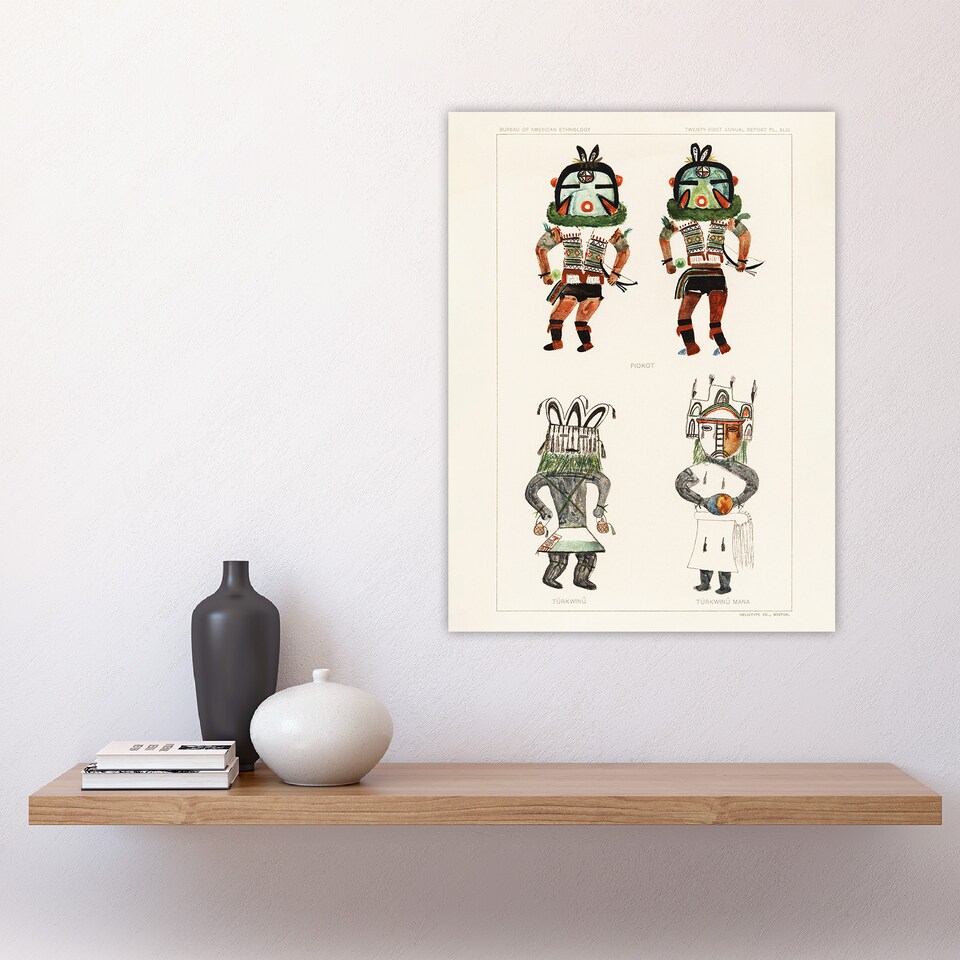 Hopi Rabbit Drawing Drawing from Hopi Natives Hopi Kachinas Vintage Huge Wall Art Print ...