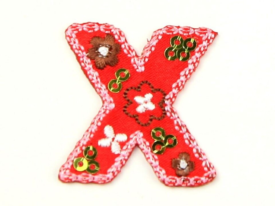 Multicoloured Letter X Alphabet Patch Motif (Value Pack of 3) for Dressmaking - per pack