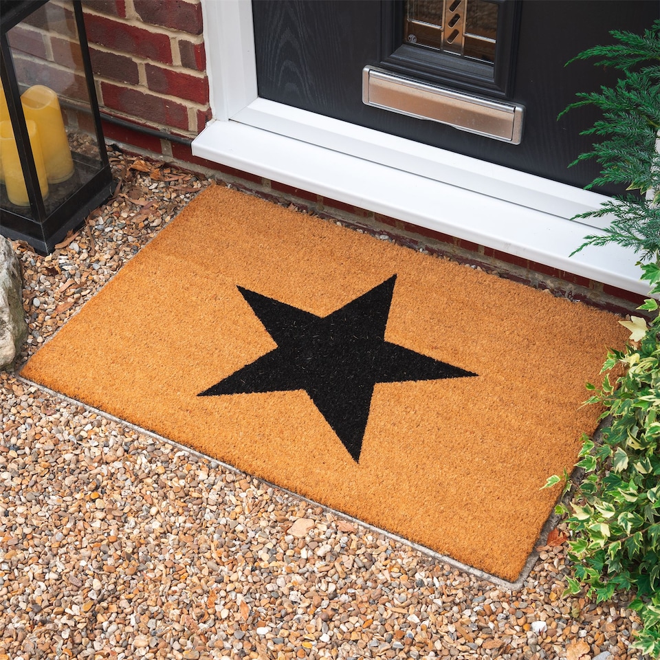image 1 of Nicola Spring Coir Door Mat - 90 x 60cm - Black Star