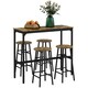 image 6 of HOMCOM 5 Piece Bar Set, Industrial Kitchen and Chair Set Rustic Brown