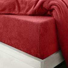 Velosso Teddy Fleece Warm and Cosy Fitted Sheet Red | Red | King