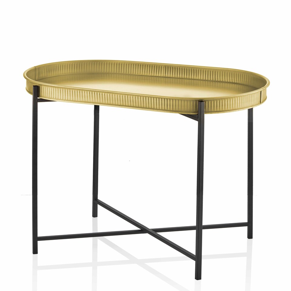 image 1 of Gold Oval Side Table