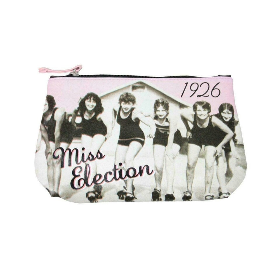 image 1 of Miss Election 1926 Cosmetic Bag - Pink/Black/White - One Size Pink