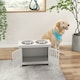 image 8 of PawHut Raised Dog Bowls for Large Dogs Feeding Station w/ Stand, Storage - White