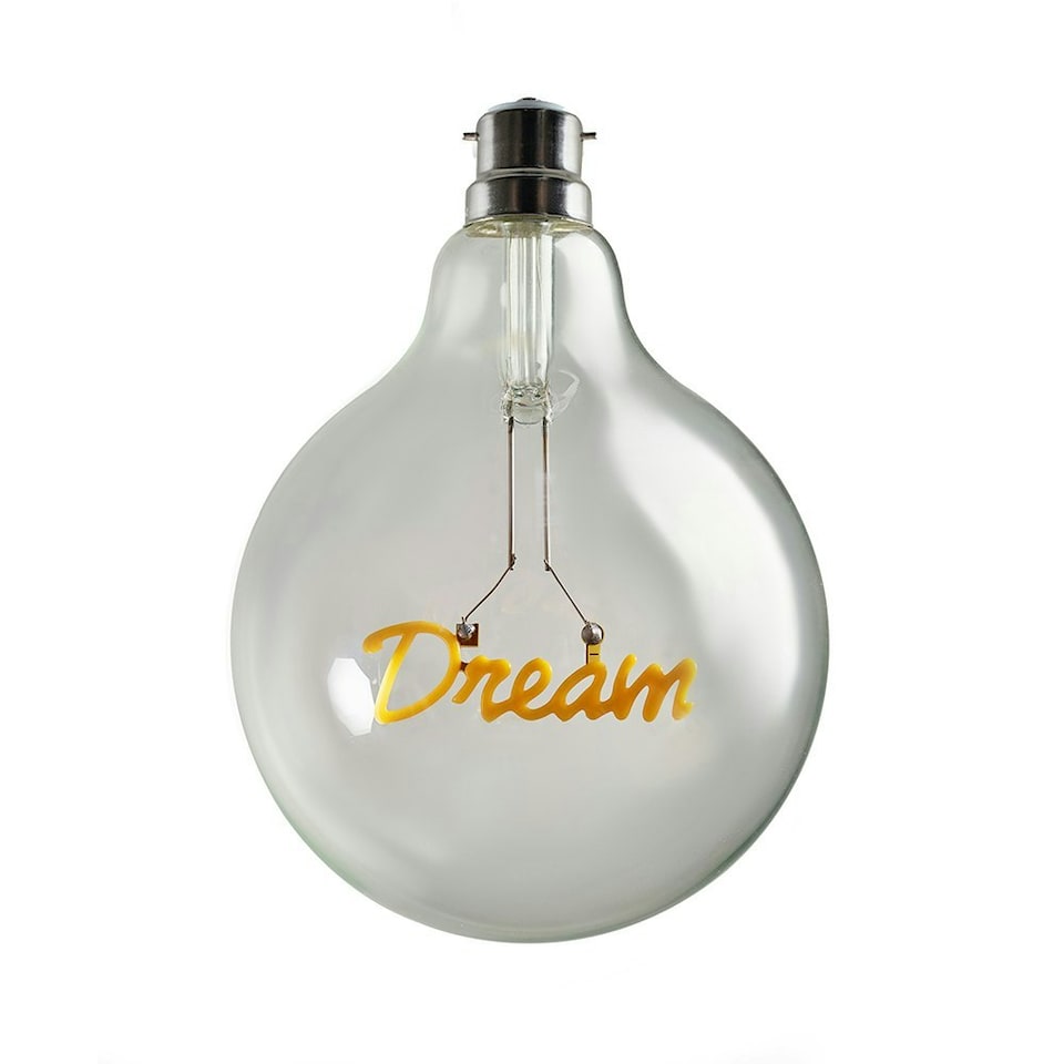 image 1 of ValueLights Vintage Style 2w LED BC B22 Bayonet Cap Word Script Dream Design Clear Light Bulb - Dream