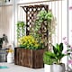 image 7 of Outsunny Wooden Planter with Trellis and Drainage Holes | Brown | Carbonised finish
