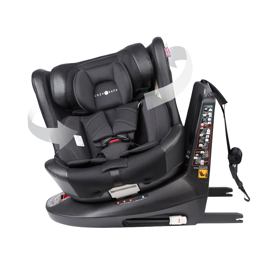 image 1 of Cozy N Safe Comet+ i-Size 360 Rotating Car Seat 40-150cm, ISOFix & Top Tether, Extended Rear & Forward Facing, Side Impact Protection, Adjustable Headrest, Birth to 12 Years (Jet)
