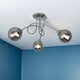 image 2 of Bungo 3 Light Polished Chrome & Smoked Glass Semi Flush Ceiling Light