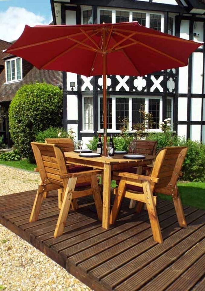 image 1 of Four Seater Rectangular Table Set with Cushions - W220 x D190 x H98 - Fully Assembled - Burgundy