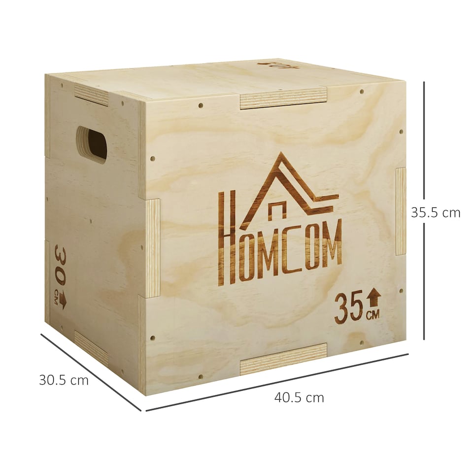 image 1 of HOMCOM 3-in-1 Wooden Plyo Box for Home Gym, Workout Training, Natural