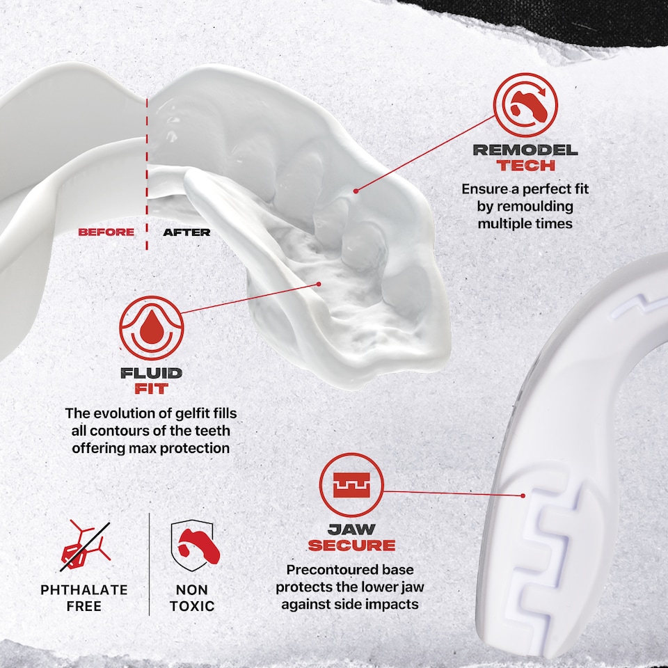 image 1 of SAFEJAWZ Intro Sports Mouth Guard White Adult/Junior