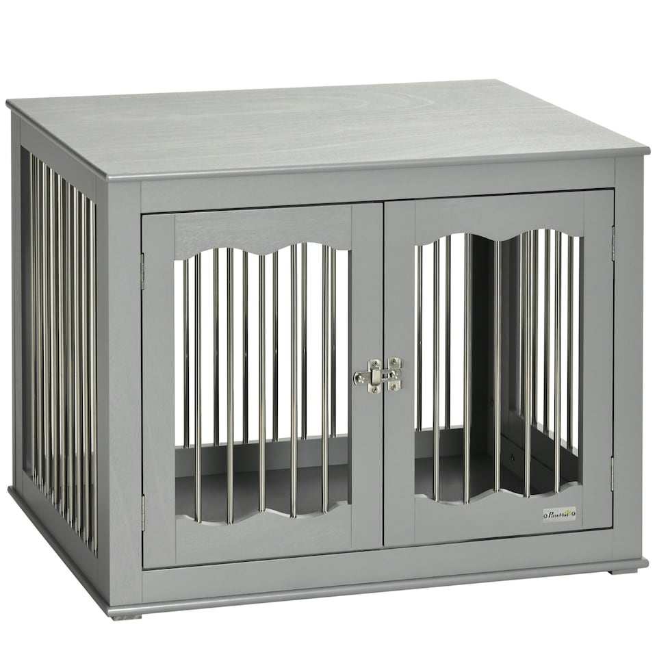image 1 of PawHut Dog Crate End Table w/ Locks and Latches, for Medium Dogs