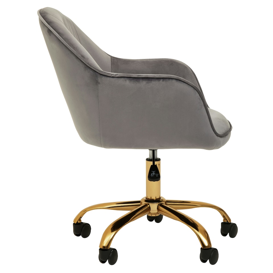 image 1 of Interiors by Premier Brent Grey Velvet And Gold Base Home Office Chair