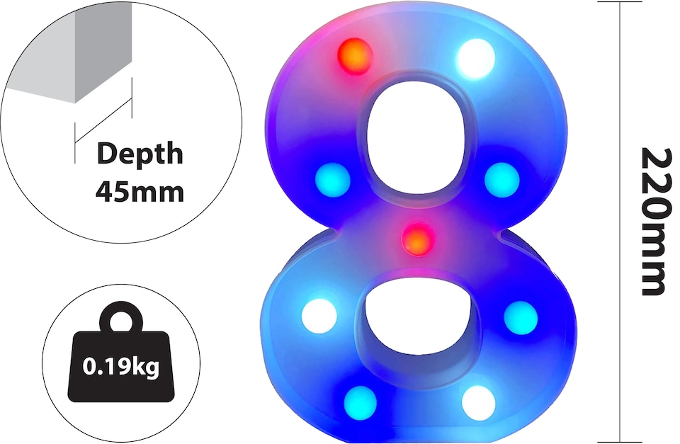 image 1 of Battery Operated RGB Number With Remote Control Number 8