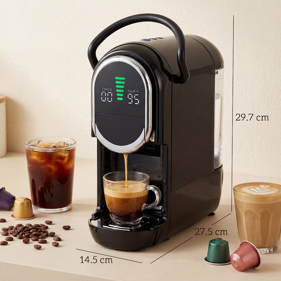 image 1 of HOMCOM 19 Bar Pod Coffee Machine for Nespresso and Dolce Gusto Capsule