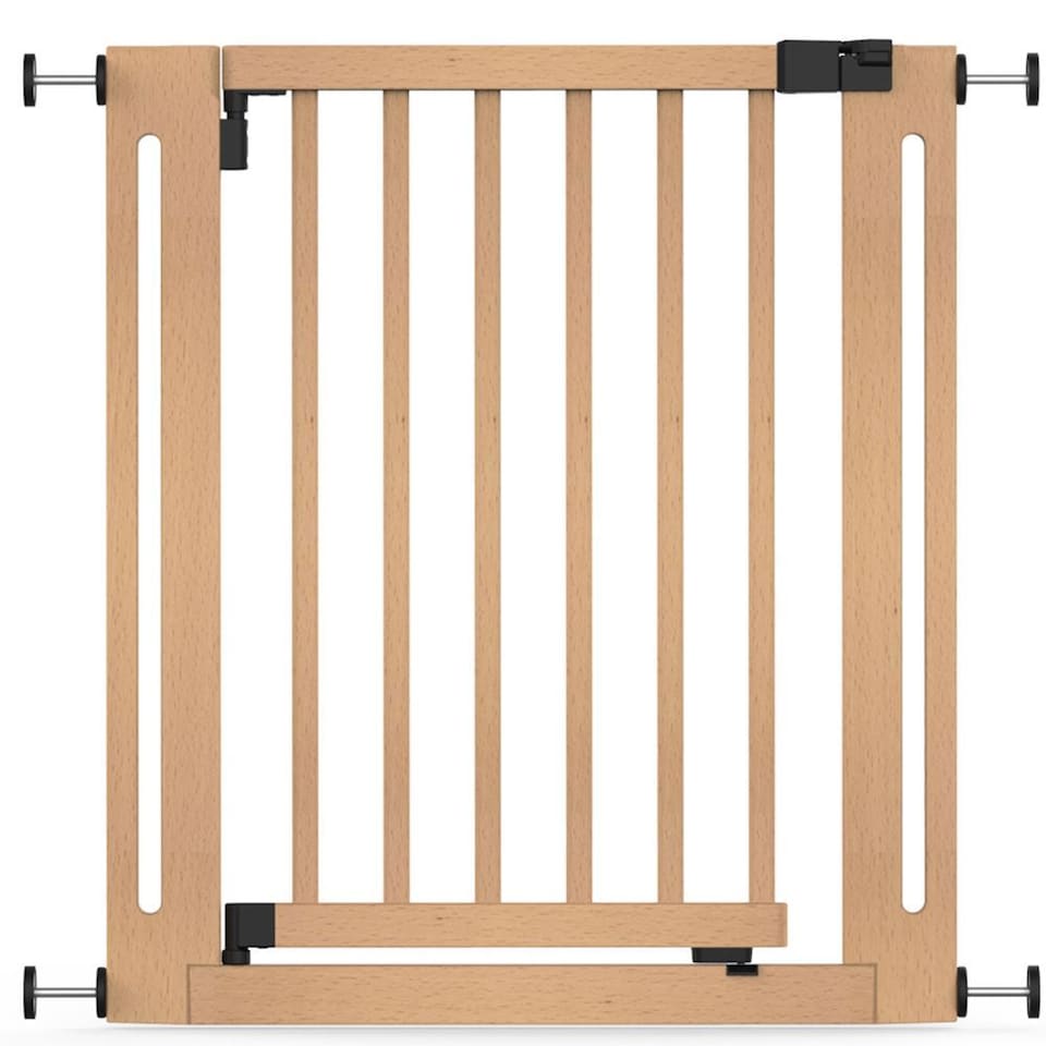 image 1 of Safetots Wooden Elegance Gate, Natural, 71cm - 79cm, Pressure Fit Safety Gate, Baby Gate for Stairs and Doors, Easy Installation